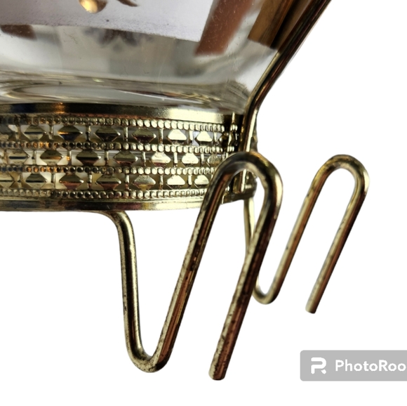 Vintage Anchor Hocking Festive Pattern 22k Gold/White Chip & Dip Set MCM - Picture 8 of 15